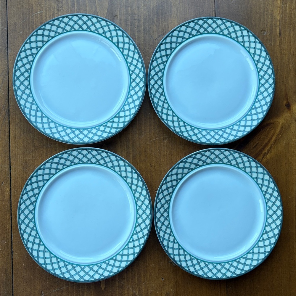 Dansk Nordic Garden Floral Flower Lattice Porcelain Bread Dessert Plate Set of 4